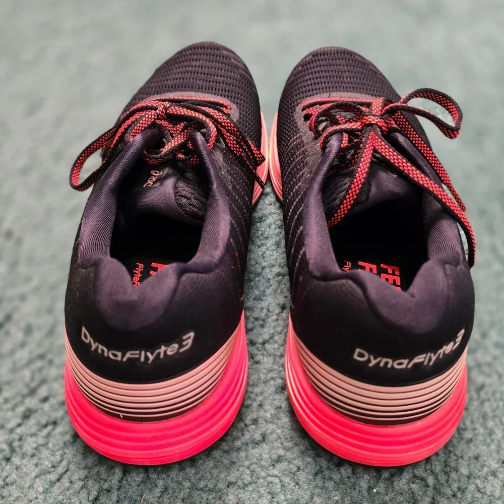 ASICS DynaFlyte 3 Women's Running Shoes Black Flash Coral Size 8.5 Lace-Up Fast